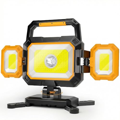 YZONI W5 40W Rechargeable LED Work Light 4000 Lumens, Cordless Magnetic Spotlight with Stand, Battery Powered Portable Light for Working on Cars, Truck Bed, Garage, Auto Mechanic & Workshop - style: Modern