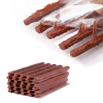 30 PCS Tire Repair Strings, 4" Heavy Duty Rubber Flat Tire Repair Sealing Strip Kit, Professional Tubeless Off-Road Tire Patch Plugs for Cars Bikes ATVs UTVs Wheelbarrows (Brown) - color: Brown