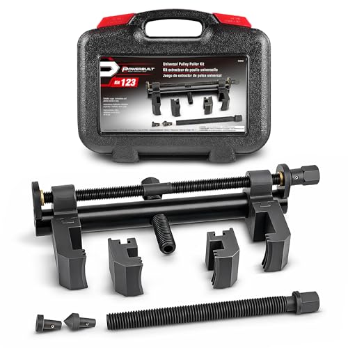 Powerbuilt Universal Pulley Puller Kit, Specialty Engine and Drive Train Tool Set, Remove Serpentine Pulleys, Service Car Vehicles, Storage Case 648443 - style: 8 Piece
