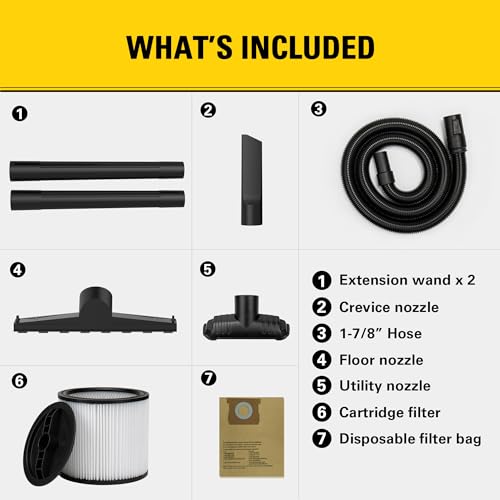 STANLEY 12 Gallon 5.5 Peak HP Wet/Dry Vacuum, 3 in 1 Shop Vacuum Blower,1-7/8"x6 Hose, Range for Garage, Carpet Clean, Workshop with Vacuum Attachments-SL18199P - size: 12 Gallon, 5.5 HP AC