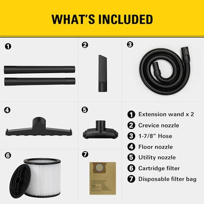 STANLEY 12 Gallon 5.5 Peak HP Wet/Dry Vacuum, 3 in 1 Shop Vacuum Blower,1-7/8"x6 Hose, Range for Garage, Carpet Clean, Workshop with Vacuum Attachments-SL18199P - size: 12 Gallon, 5.5 HP AC