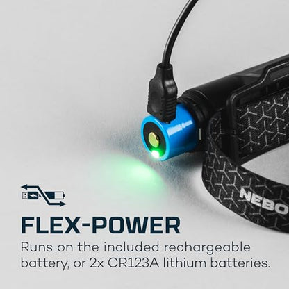 NEBO Einstein Powerful 1000 Lumen Headlamp with Flexpower, Compact Low-Profile Headlamp with 5 Light Modes, Black - style: 1000 Lumens