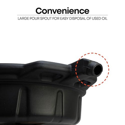 Groz 2 Gallon Oil Drain Pan with Anti-Spill Cap, HDPE Chemical-Resistant Construction, Large Spout for Easy Pouring, Stackable Design (41965) - size: 2 Gallon