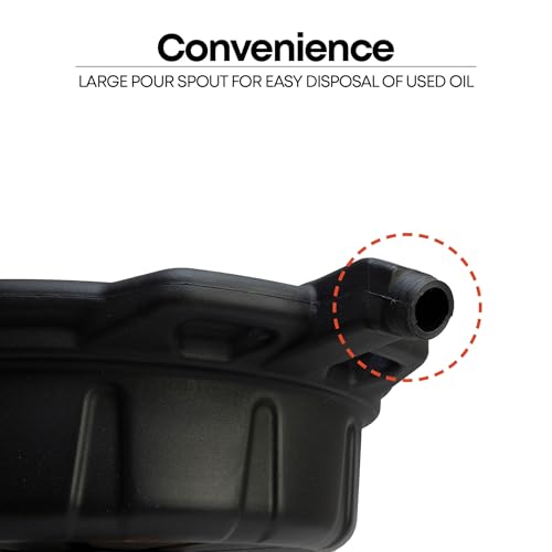 Groz 2 Gallon Oil Drain Pan with Anti-Spill Cap, HDPE Chemical-Resistant Construction, Large Spout for Easy Pouring, Stackable Design (41965) - size: 2 Gallon