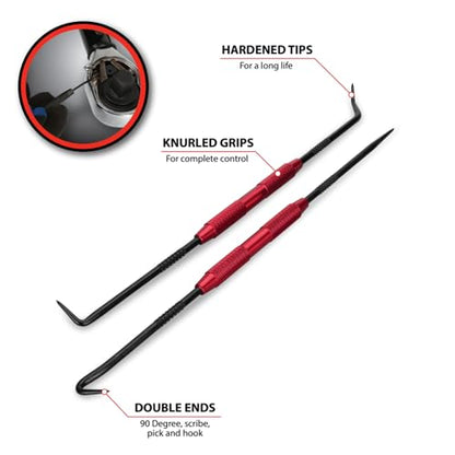 Performance Tool W80750 2 Piece Precision Pick and Hook Set with Aluminum Handles,O-Ring Seal Gasket Pick Mini Hooks Puller Remover