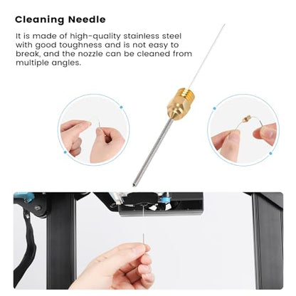 Sovol 3D Printer Tools Kit, 13 Pcs 3D Printer Accessories with L-Size Extruder Nozzle Cleaning Tool, 0.4mm Nozzle Cleaning Needles, Double Function Wrench for E3D & MK8 Nozzles and Straight Tweezer - style: 13 Pcs
