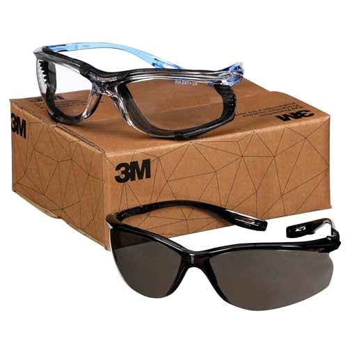 3M Safety Glasses, Virtua CCS and Virtua Sport CCS 2-Pack, Anti-Fog, ANSI Z87, Corded Ear Plug Control System, Removable Foam Gasket, 1 Pair of Clear Lens and 1 Pair of Gray Lens - color: Clear, Gray