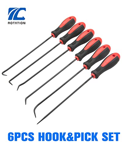 ROTATION Extra Long Precision Hook and Pick Set, 6-Piece Set, Chrome Vanadium Steel Shaft, for Remove Hoses and Gaskets, Auto and Electronics Maintenance Tools - color: 6pc set