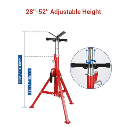 Heavy-Duty Jack Stands, Adjustable Height 28-52 Inches,Folding Pipe Stand with Transfer V-Head,2500 Lbs Load Capacity,Ideal for Construction Projects,Welding and Automotive. - size: V-shape