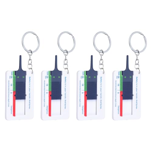 Professional Tire Treads Depth Gauges 0 to 20mm Slider Tool with Keychains Attachment ABS for Auto Motorcycle Maintenanc