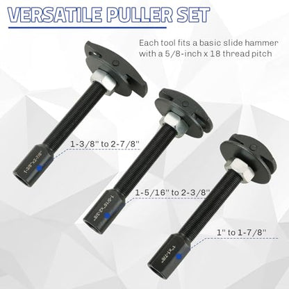 Rear Axle Bearing Remover Puller Slide Hammer Set | 3PCS Rear Axle Bearing Puller Extractor Installer Repair Tool Kit W/ 3 Sizes