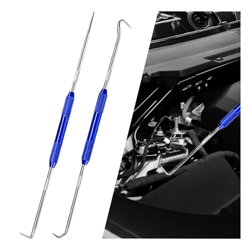 2 PCS Carbon Steel Hook Tool and Pick Set, Precision Double End Hook and Pick Tool Puller Remover, O-Ring Seal Gasket Picks Set Auxiliary Dismantling Fittings for Most Cars (Blue) - color: Blue