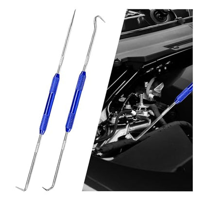 2 PCS Carbon Steel Hook Tool and Pick Set, Precision Double End Hook and Pick Tool Puller Remover, O-Ring Seal Gasket Picks Set Auxiliary Dismantling Fittings for Most Cars (Blue) - color: Blue
