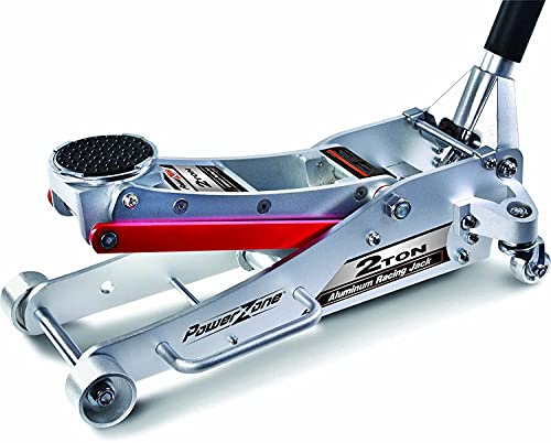 Power Zone 680060 2-Ton Dual Pump Quick Lift Aluminum Hydraulic Racing Jack, Lift Range: 3-1/2” to 16-1/2”, Silver