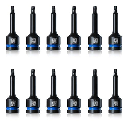 toolant 1/2-Inch Drive T40 Impact Torx Bit Sockets, 12-Piece | S2 steel one-piece sockets feature manganese phosphate coating, pin holes, and laser-etched markings - size: T40-12PCS