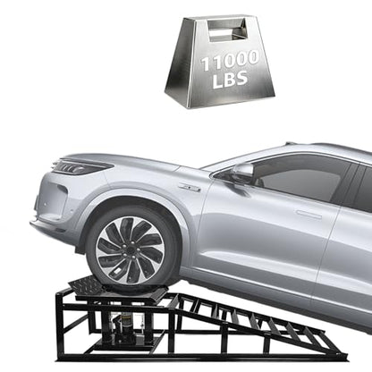 Hydraulic Car Ramps, 2-Pack 11000LBS Capacity, Adjustable 9.3-14 Inch Low Profile Design with Anti-Slip Surface for Oil Change on Cars, SUVs, Trucks (Black)