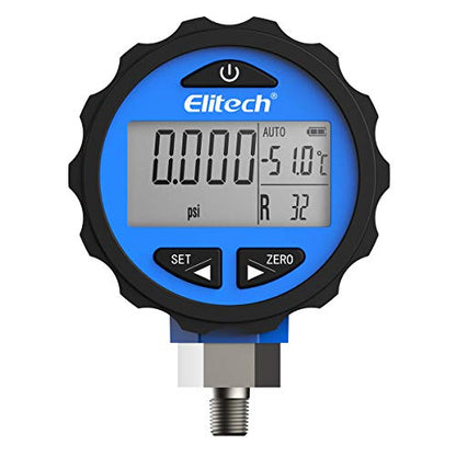 Elitech PG-30Pro Blue Refrigeration HVAC Digital Pressure Gauge -14.5-500 PSI 1/8'' NPT - size: -14.5-500 PSI, style: 1/8'' NPT