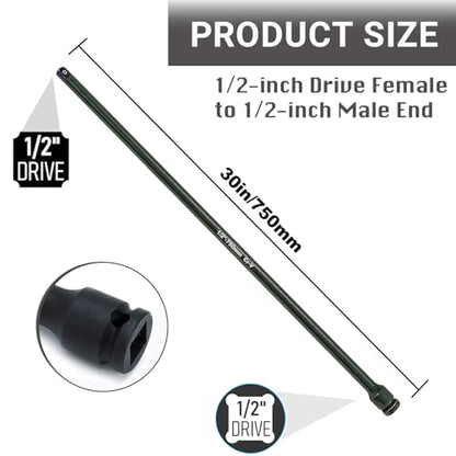 1/2 Inch Drive Extension,30-Inch Length 1/2" Impact Extension Bar,30" Long Socket Wrench Extender,Cr-V Steel (30 Inch) - size: 30 Inch