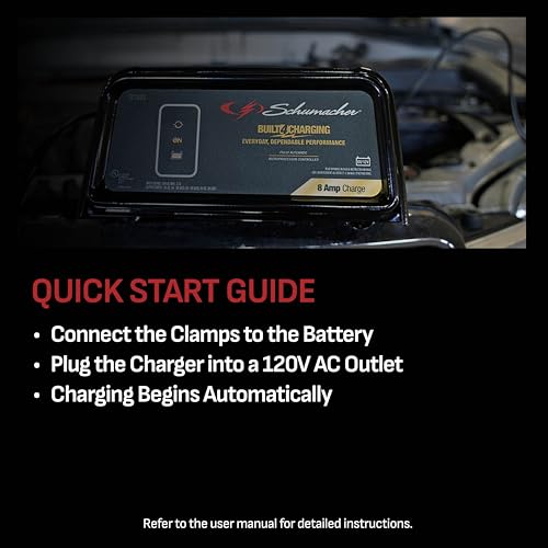 Schumacher Electric 8A Car Battery Charger and Maintainer, 3-in-1 Solution, for 6V/12V Power Sport, Automotive, and Marine Batteries, SC1363 - size: (Pack of 1)