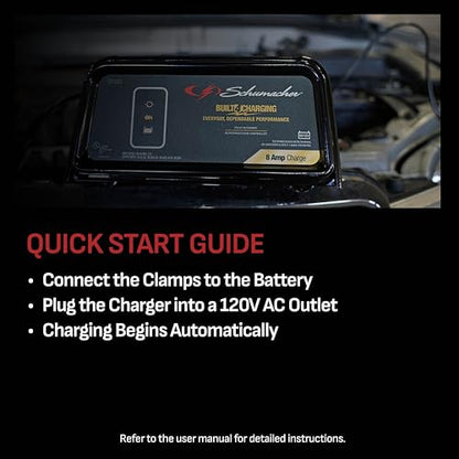 Schumacher Electric 8A Car Battery Charger and Maintainer, 3-in-1 Solution, for 6V/12V Power Sport, Automotive, and Marine Batteries, SC1363 - size: (Pack of 1)