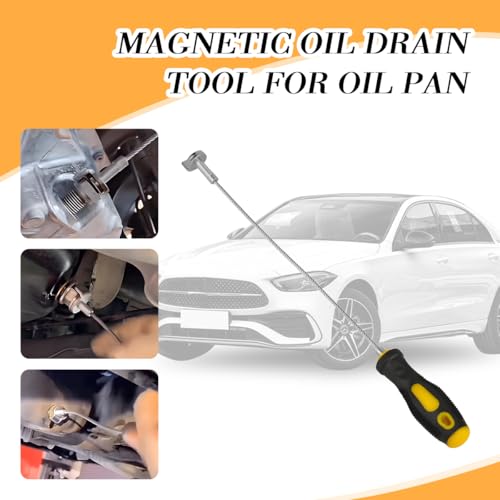Strong Magnetic Car Oil Drain Plug Remover Tool, 14 Inch Vehicle Oil Change Wrench, Anti Scald Automotive Sump Plug Removal Tool Accessories, Universal for Sedan Truck RV