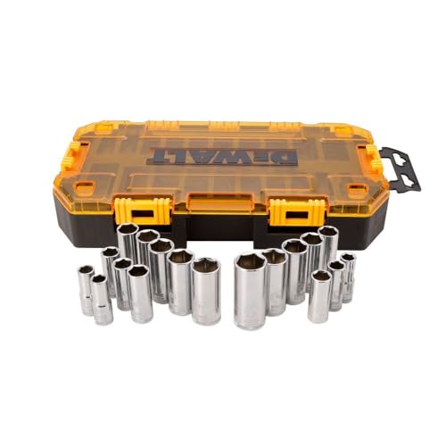 DEWALT DWMT73812 Tool Kit 3/8'' Drive Deep Socket Set, 20 Piece - size: One Size, style: 3/8" Drive