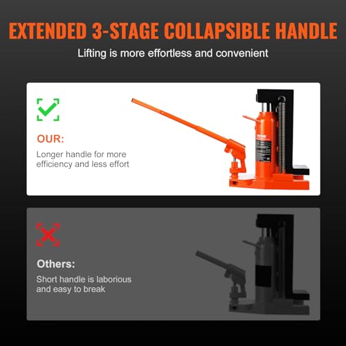 VEVOR Hydraulic Toe Jack, 5 Ton On Toe Toe Jack Lift, 10 Ton On Top Lift Capacity Machine Jack, 0.8-6.8 in Toe Height, 11.3-17.3 in Top Height, Air Hydraulic Claw Jack for Machinery, Industry - size: 5-10 ton