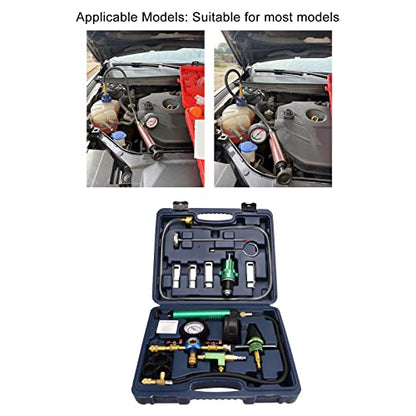 Coolant System Refiller Kit, Radiator Pressure Tester Pneumatic Vacuum Cooling System Purge Refill Kit, Universal Automotive Water Leak Test and Coolant Fill Tool Set