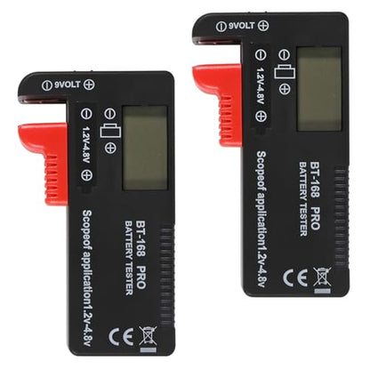 UMLIFE 2 Pack Battery Tester, Digital LCD Universal Battery Checker for AA AAA C D 9V 3.7V 1.5V Button Cell Household Batteries