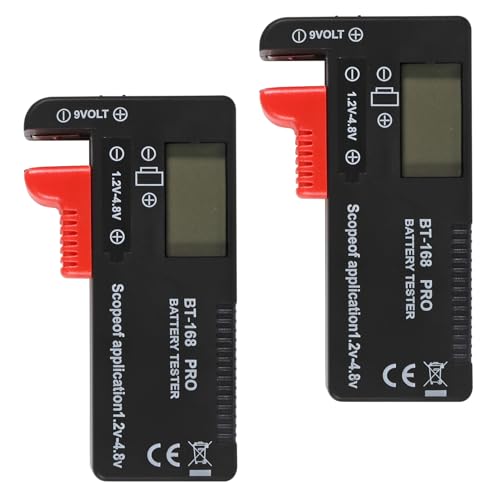 UMLIFE 2 Pack Battery Tester, Digital LCD Universal Battery Checker for AA AAA C D 9V 3.7V 1.5V Button Cell Household Batteries