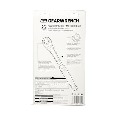GEARWRENCH 25 Piece 3/8" Drive Pass Through Ratchet and Socket Set | GWX6PT25