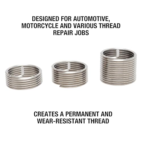 OEMTOOLS 25644 M14-1.25 Fix-A-Thread Spark Plug Saver Inserts Kit, Metric, Restores Damaged Threads for Automotive Repair, Includes Stainless Steel Inserts for High-Demand Applications - style: M14 Helical Inserts