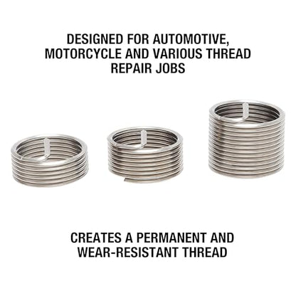 OEMTOOLS 25644 M14-1.25 Fix-A-Thread Spark Plug Saver Inserts Kit, Metric, Restores Damaged Threads for Automotive Repair, Includes Stainless Steel Inserts for High-Demand Applications - style: M14 Helical Inserts