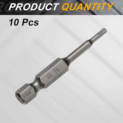 HARFINGTON 10pcs T8 Torx Head Screwdriver Bit 1/4" Hex Shank 2" (50mm) Long Magnetic No Hole Tip Tamper Proof 6 Point Star Screw Driver Drill Bits S2 Steel Industrial Power Screwdrivers - size: T8 x 2"