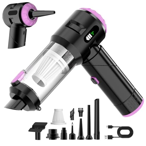 Wansimoo Handheld Car Vacuum Cleaner,25000PA Strong Cyclonic Suction Foldable Mini Vacuum Portable Cordless with Digital Display and One Touch Dust Removal for Car, Home, Office, Kitchen (Purple) - color: Purple