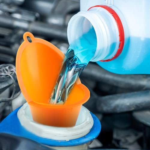 5 Pcs Plastic Long Neck Oil Funnel for Oil Change,Multi-Function Long Funnel for Transmission Fluid Automotive Funnels, Car Water Diesel Fuel Kerosene Liquids Engine Set(Orange)