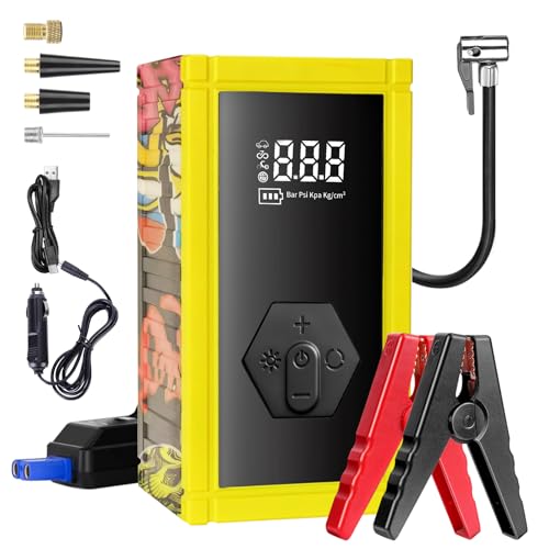 Portable Car Battery Jump Starter with Air Compressor, 8000A Jump Pack for 9.0L Gas/8.0L Diesel, 150PSI Tire Inflator Air Pump, 12V Jump Box Power Pack Booster with LED Light for Emergency - size: Enhanced Version