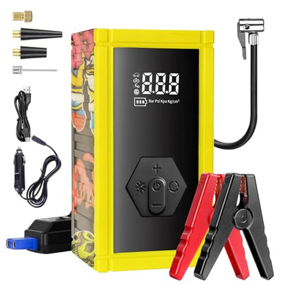 Portable Car Battery Jump Starter with Air Compressor, 8000A Jump Pack for 9.0L Gas/8.0L Diesel, 150PSI Tire Inflator Air Pump, 12V Jump Box Power Pack Booster with LED Light for Emergency - size: Enhanced Version