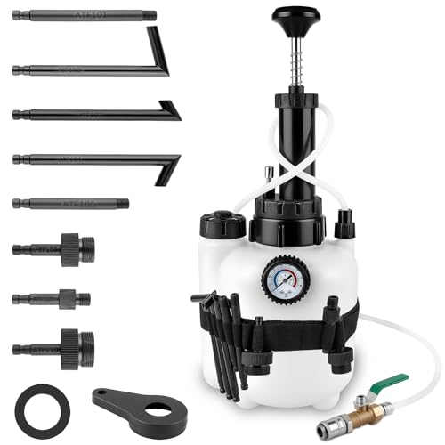 Transmission Fluid Transfer Pump Kit, 3L Manual Refill System with Pressure Gauge - 8pcs ATF Adapters, Premium Professional Automotive Fluid Filler & Oil Change Tool for Transmission Service