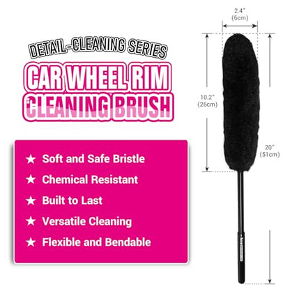 H.O.W 360° Microfiber Wheel Rim Tire Brush for Cleaning Tires