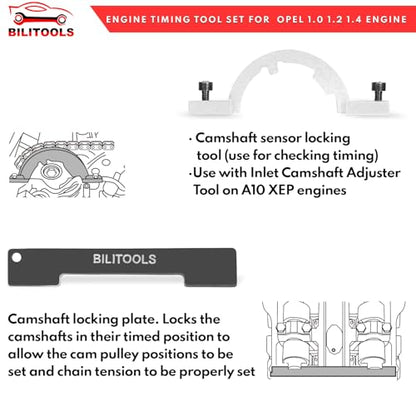 BILITOOLS 1.0 1.2 1.4 L Turbo Engine Timing Tool Kit Compatible with GM Chevrolet Chevy Cruze Opel Vauxhall Camshaft Alignment Holding Locking Tool Set