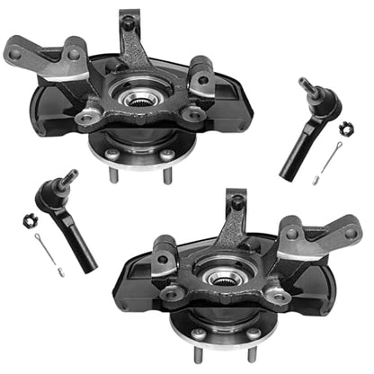 Detroit Axle - Front Steering Knuckles & Wheel Hub Bearings Outer Tie Rod Ends Replacement for Jeep Patriot Compass Dodge Caliber - 4pc Set - size: 4SU48611/Kit