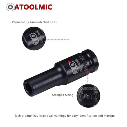 1/2 Inch Drive x 10mm Deep 6PT CR-MO Impact Socket for Removing Axle nut | Metric Socket,6-Point Radius Corner Design,Two Size Markings,Square Chamfered Opening,For Removal of Axle Nut - size: 10 mm, style: 1/2" Drive Deep Socket