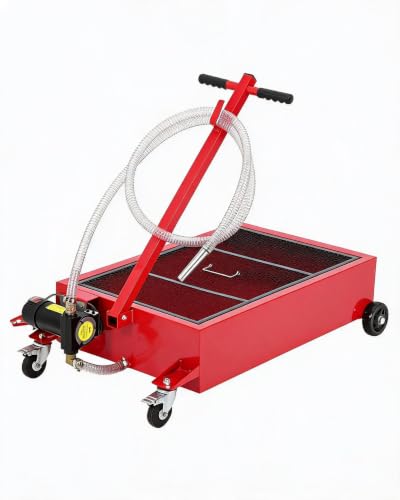 20 Gal Oil Drain Pan with 8.2ft Hose High-Flow Electric Pump | with Electric Pump, Wheels & Folding Handle, Oil Drain Tank for Cars, SUVs, Trucks, Buses, RVs - color: Red, size: 20 Gal with Electric Pump