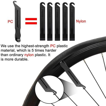 Bike Tire Levers - Ultra Strong PC Plastic Bicycle Tire Removal Changing Tool for Road or Mountain Bike Tires - Set of 4 (Black) - color: Black- 4pcs