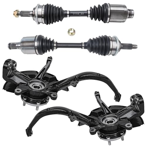 Detroit Axle - Front 4pc Steering Knuckles CV Axles for 06-09 Ford Fusion Mercury Milan, 06 Lincoln Zephyr, 2 CV Axle Shafts 2 Steering Knuckles & Wheel Bearing Hubs 2006 2007 2008 2009 Replacement - size: 4UX47643/Kit