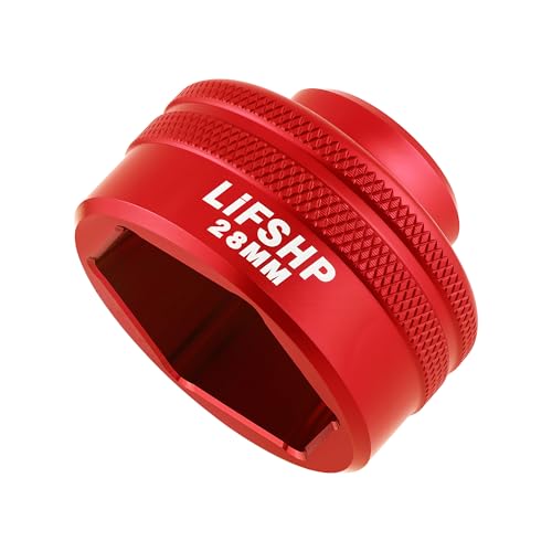 28MM Oil Filter Socket, 3/8" Drive Compatible Dodge Ram 6.7L Cummins Other Vehicles Oil/Fuel Filter Removal Tool-Red - color: Red, size: 28MM