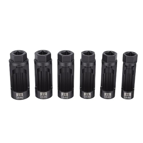Estink 6pcs Strut Nut Socket Set 16mm 18mm 19mm 21mm 22mm 24mm Shock Absorber Strut Nut Removal Tool Socket Kit for Suspension Repair with Storage Case