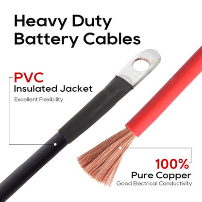 TOPDC 4 Gauge 20 Feet Jumper Cables for Car with 4 Gauge 18 Inch Battery Cables Set All Copper Conductor Wire