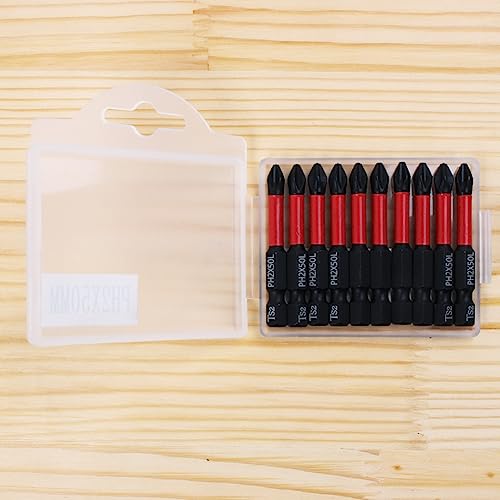 10 Pack Phillips PH2 Magnetic Anti Slip Screwdriver Bit Set 2" L TS2 Toolsteel HRC63 Anti-Slip Long Drill Bits 1/4 Hex Shank Cross Single and Double Head Bits Screw Impact Driver Bits - size: Length:50mm